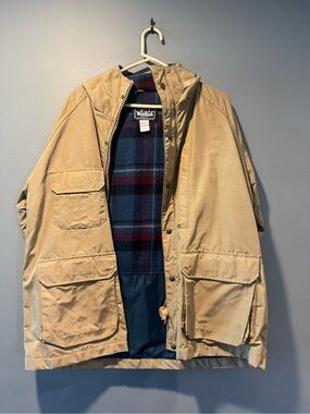 * Vintage Woolrich Jacket Parka Women’s XL Khaki Hooded Full Zip Made in USA